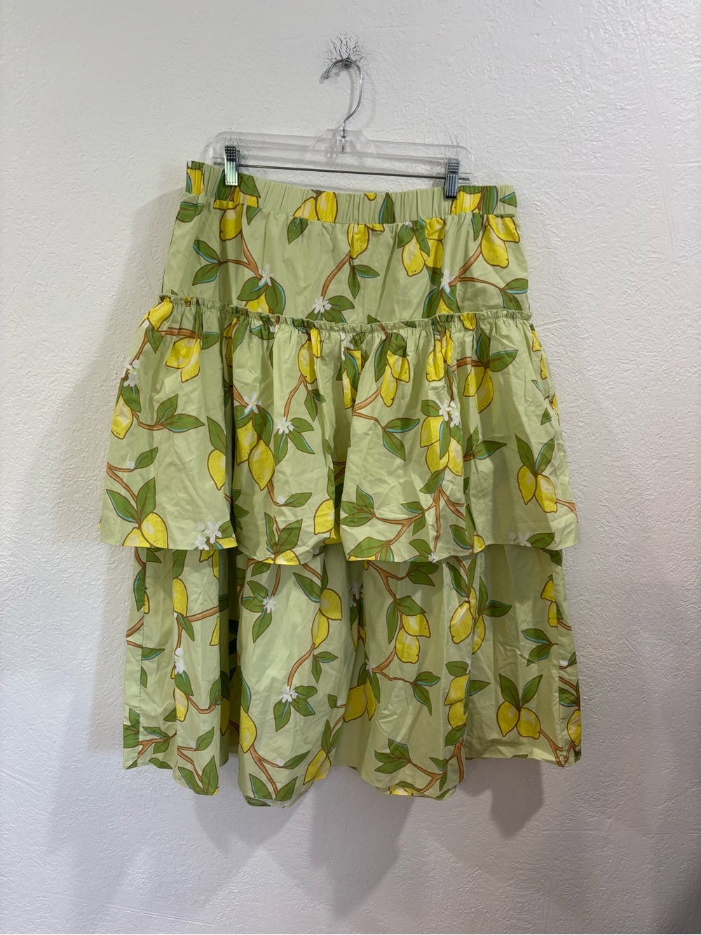 NWT! Ryegrass Lemon Print Tiered Midi Skirt
